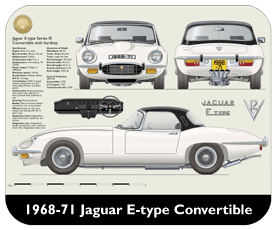Jaguar E type V12 S3 Convertible (Hard Top) 1968-71 Place Mat, Small